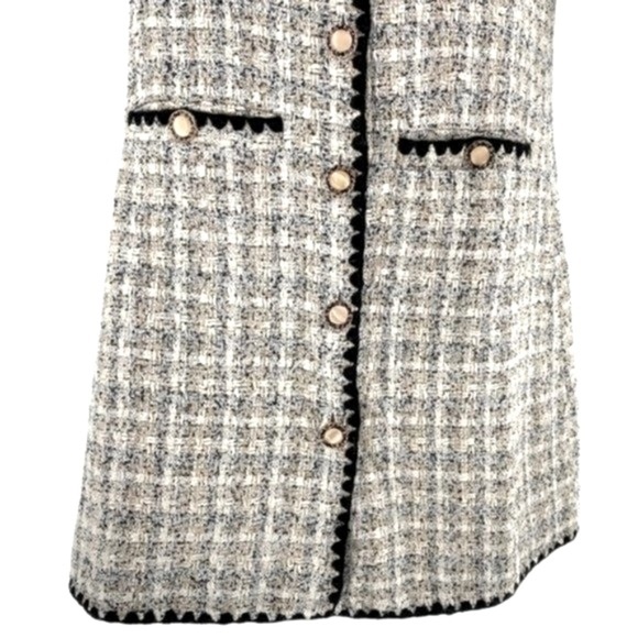 Pomander Place NEW White Tweed Retro Josephine Mini Dress in White Black Size M - Picture 7 of 14